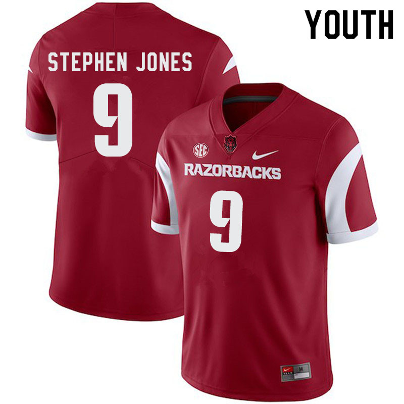 Youth #9 John Stephen Jones Arkansas Razorbacks College Football Jerseys-Cardinal